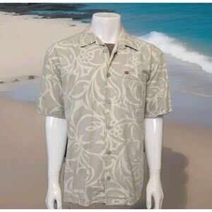 VTG Quiksilver Hawaiian Shirt Short Sleeve Natural Tones Size M